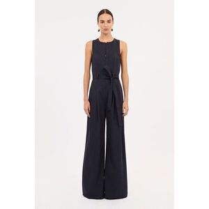 Ulla Johnson Women's Navy Cotton Wide-Leg Jumpsuit Size 16 NWOT
